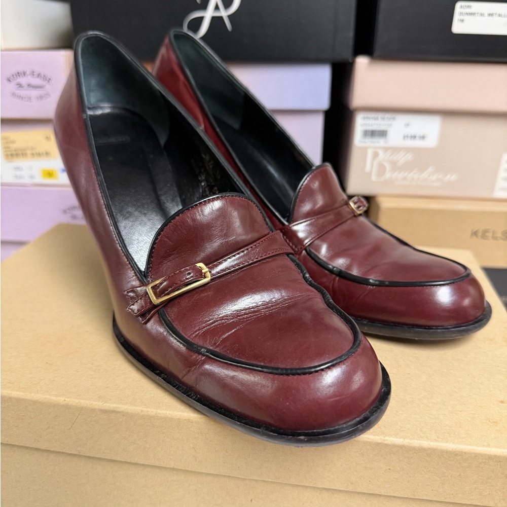Coach Burgundy Leather Heels Kammy Baby Calf Sz 6.5